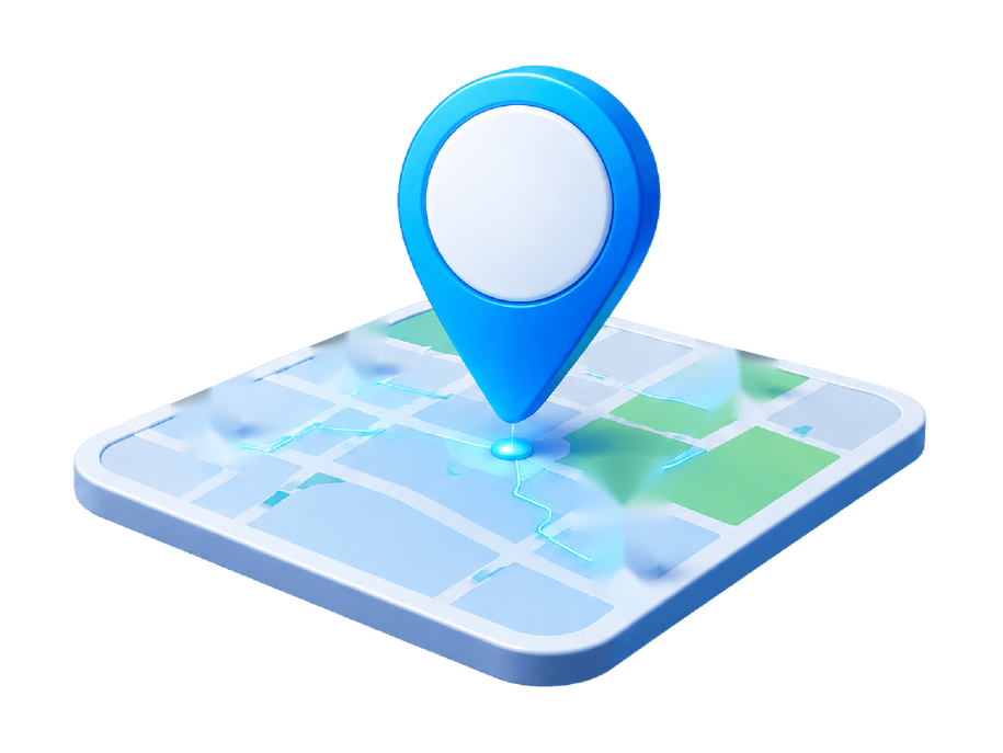 Map with a central location pin